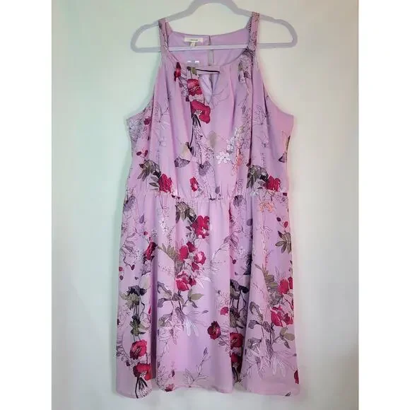 MAURICES Purple Lavender Floral Keyhole Tank Dress Women's Plus Size 1XL 16/18 - Picture 3 of 12